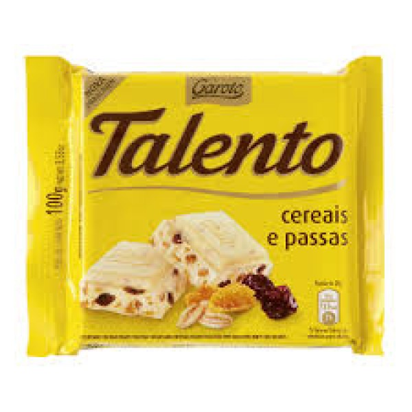 White Chocolate with Cereals and Raisins - Talento 3.5oz.